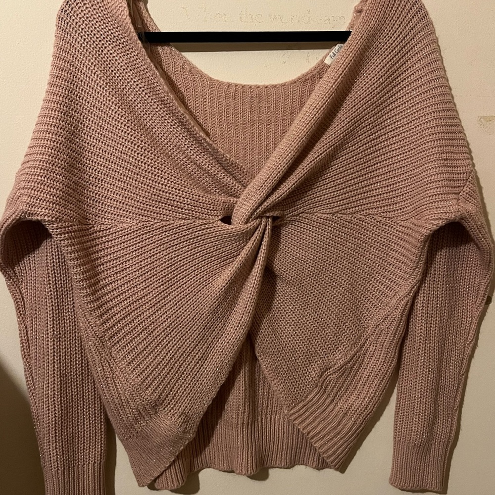 Elegant Off-the-Shoulder Pink Sweater